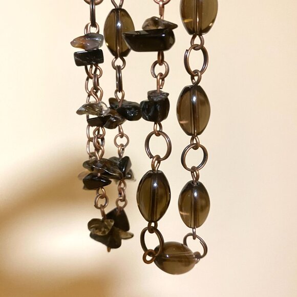 Genuine Dark Smoky Quartz Bib Necklace, Gemstone & Copper Choker - Picture 6 of 14